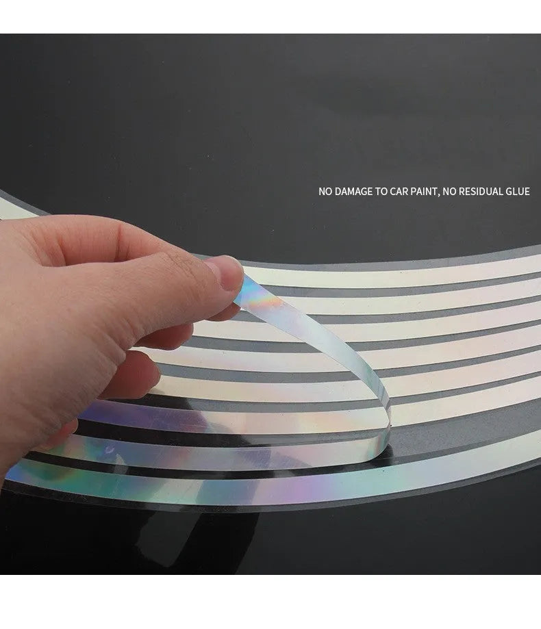 Waterproof reflective wheel stickers for cars and motorcycles in multiple sizes on PET material