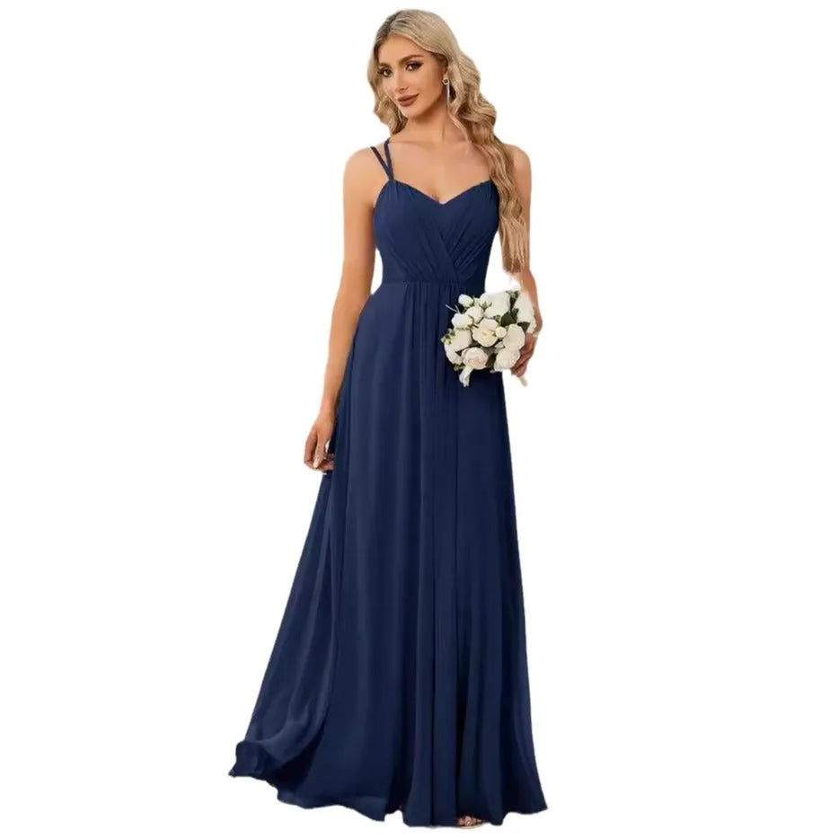 Women's long pleated A-line dress in polyester fabric, sleeveless design available in multiple colours