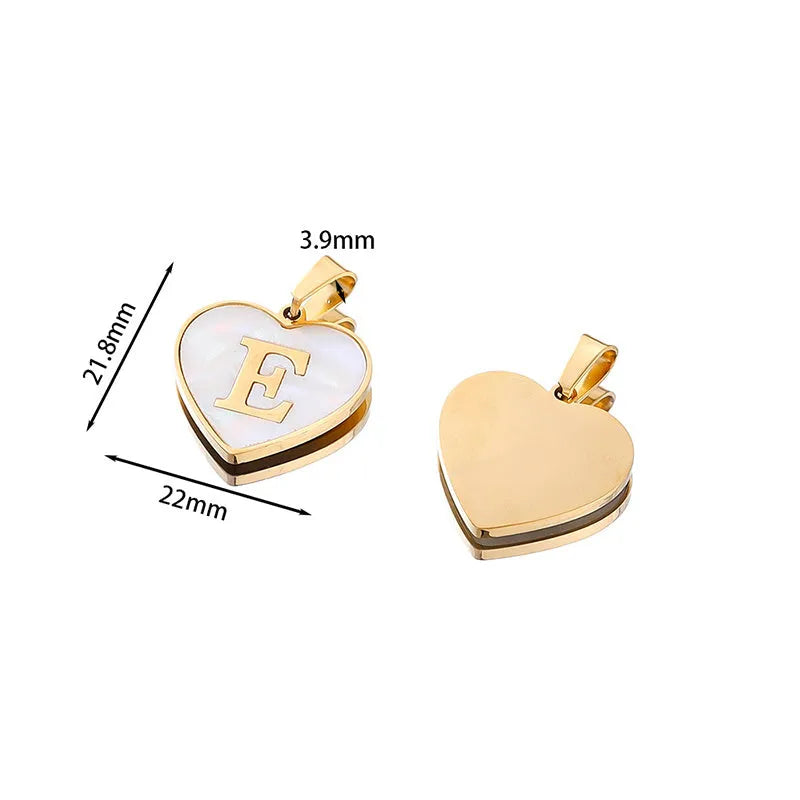 Gold-plated heart-shaped white shell necklace with adjustable chain and letter personalisation option