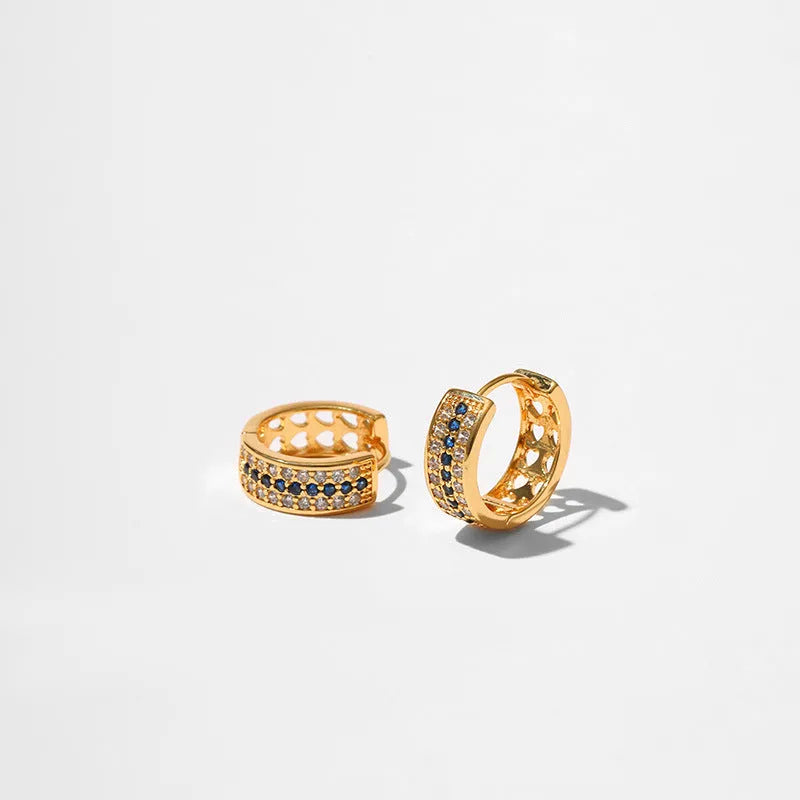 Round geometric women's earrings with electroplated 18K gold tone finish