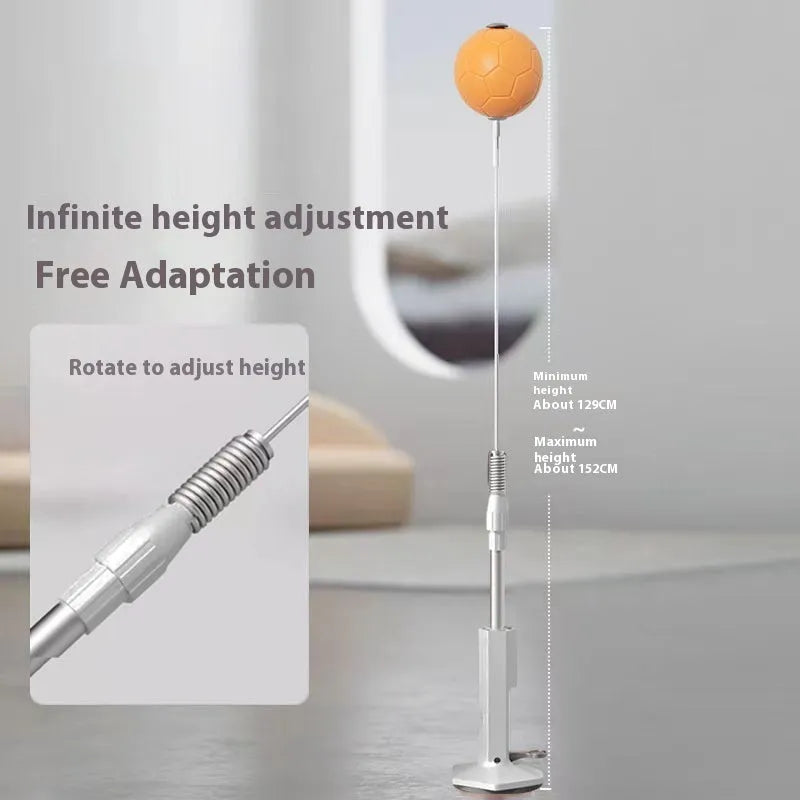 Vertical grey and orange PU leather boxing reaction speed ball on stand for home training