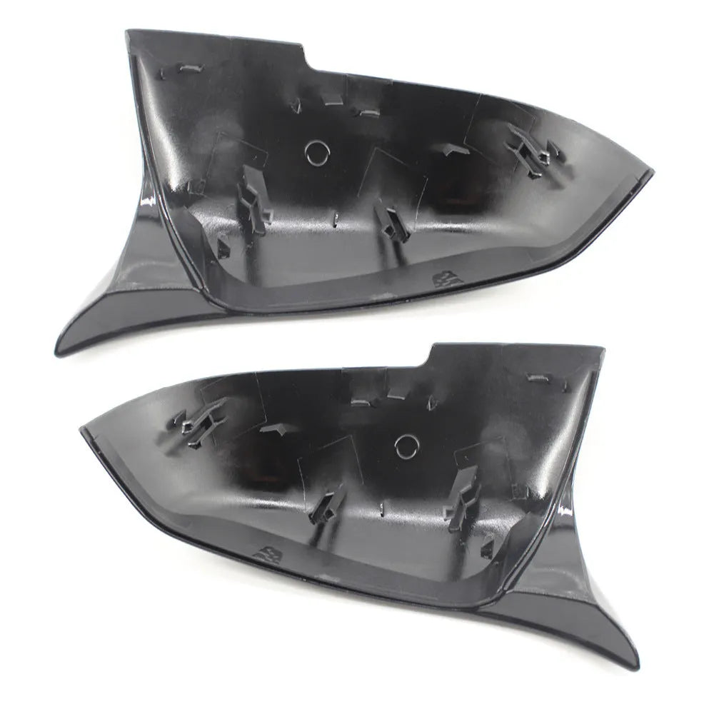 Paint bright black horn-shaped rearview mirror shell for BMW 3 Series and 4 Series F-chassis models.