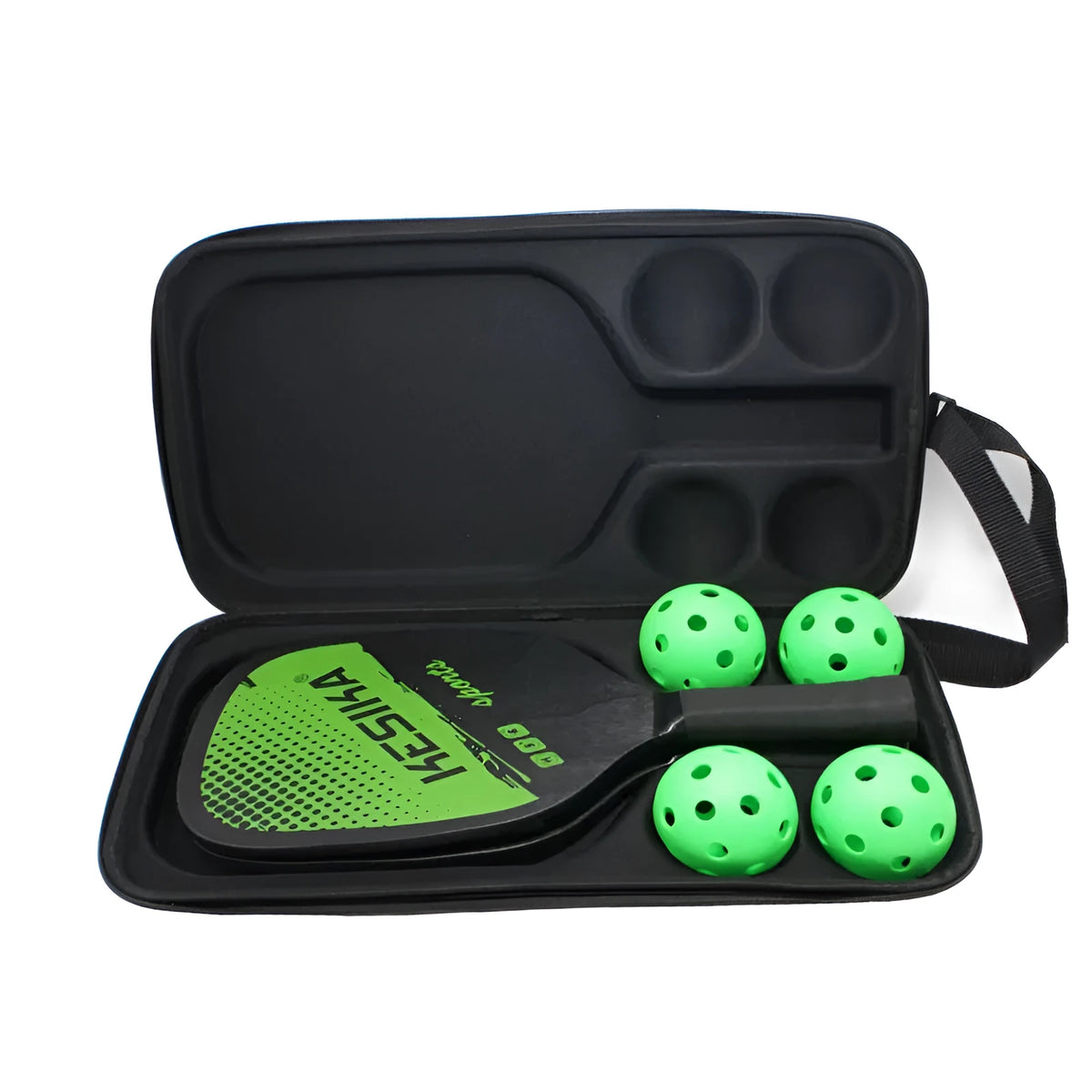 Black EVA pickleball bag with dual shoulder straps showing 45x25x8cm dimensions