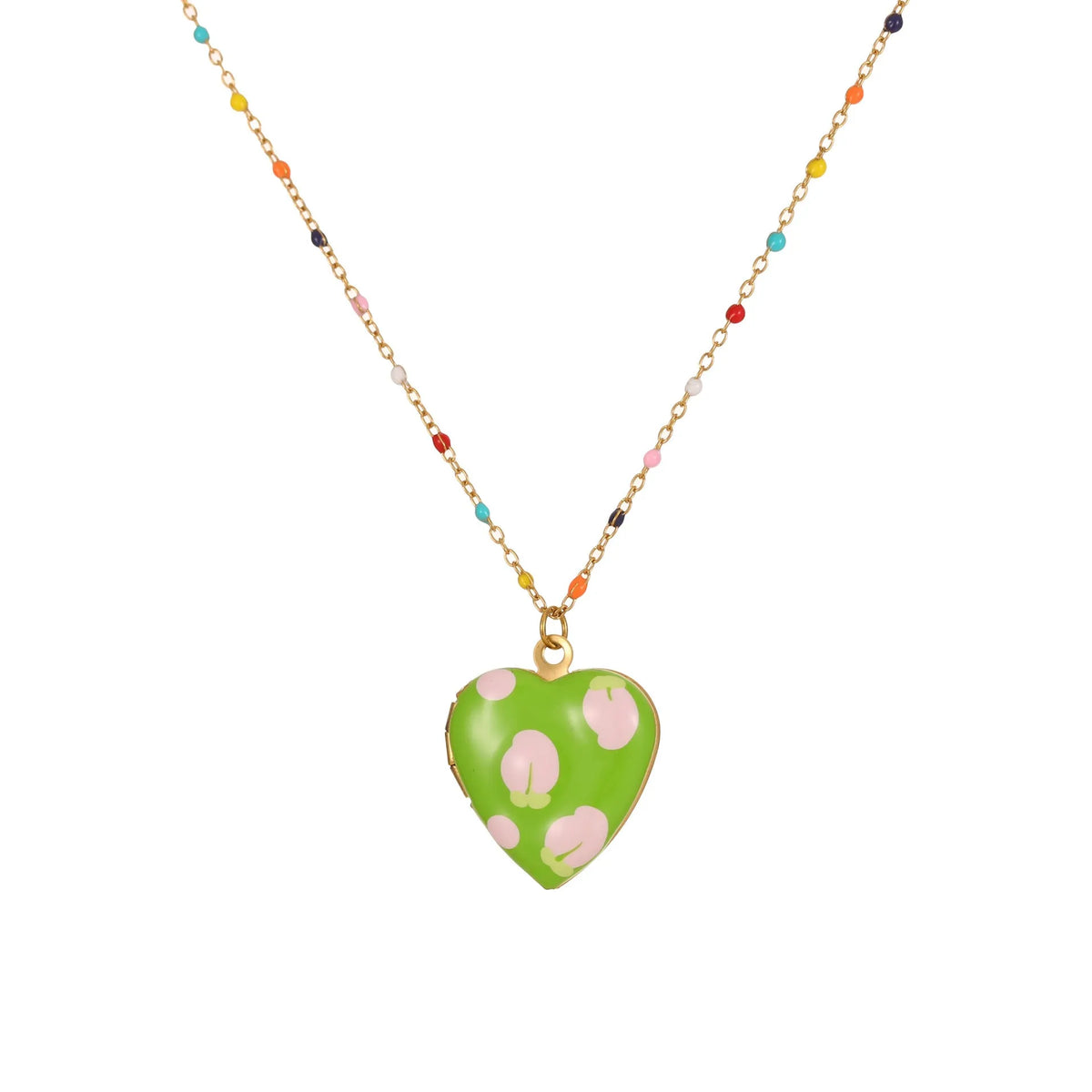 Gold-plated stainless steel fruit pendant necklace with adjustable chain in various colour options