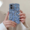 Water ripple TPU phone case for iPhone 17 Pro Max with electroplated meteorite finish and 3D wave pattern