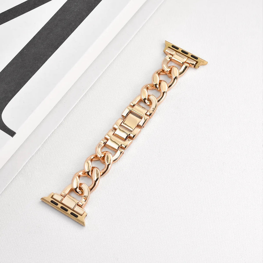 Denim chain metal watch strap for Apple Watch in silver, black, gold, rose gold, starlight colours showing 22mm lug width