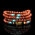 Golden star stone mantra bracelet with 108 sand beads and fu character ornament