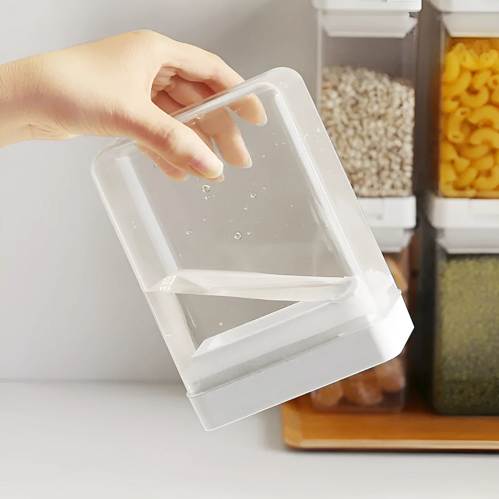 White transparent plastic Japanese-style storage tank for whole grains with 400ml capacity