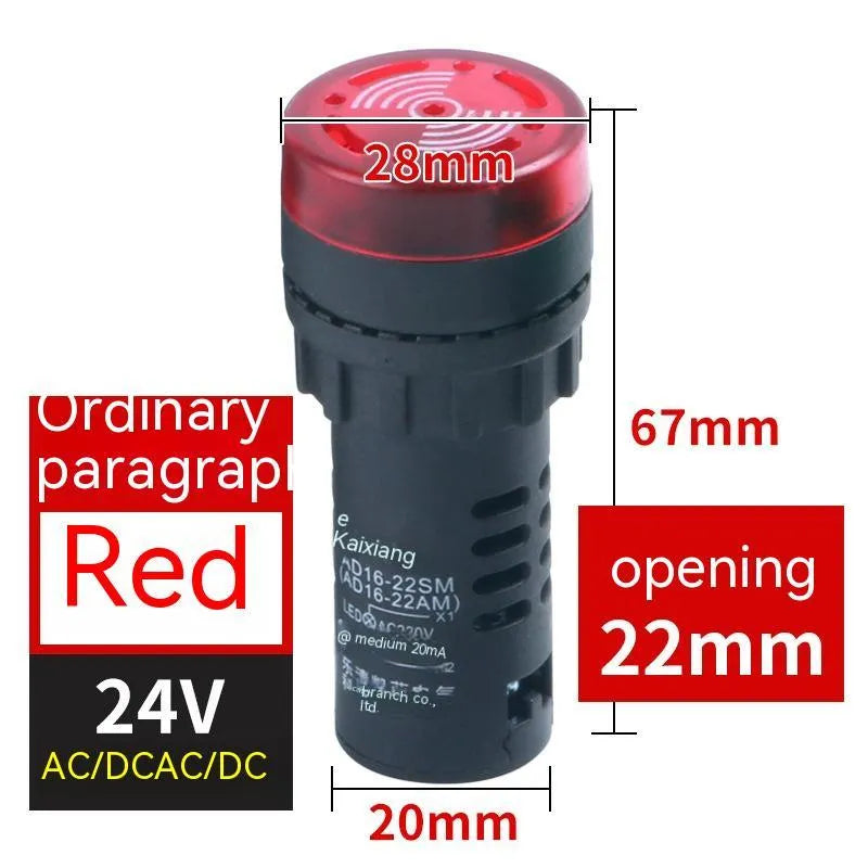AD16-22SM LED flashing sound and light buzzer with 22mm mounting diameter for industrial control panel alarm signaling in red green and yellow
