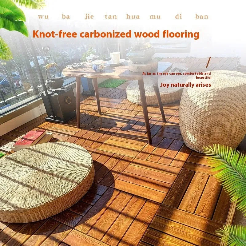 30x30cm camphor pine wood flooring tiles for indoor and outdoor balcony use