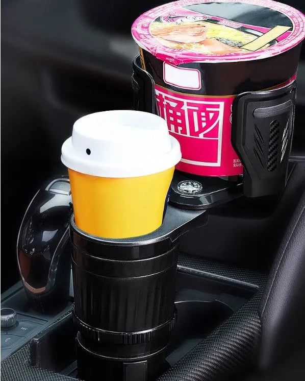 One Point Four adjustable car water cup holder with retractable base in carbon fibre black colour