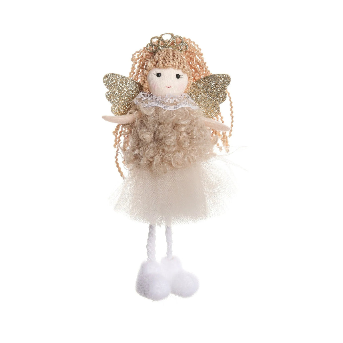 Christmas angel girl cloth pendant for high ponytail hairstyle in white, pink, or khaki