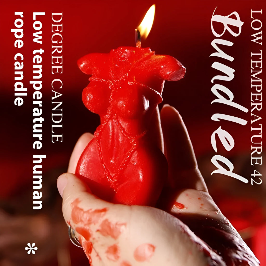 9i Smsexy low-temperature soy wax bikini candle in red, pink, or purple for sensual use.
