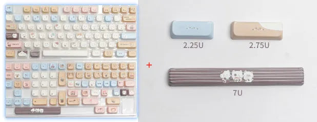 Sea Salt Cat mechanical keyboard PBT key cap set with ocean theme and March 7u spacebar supplement