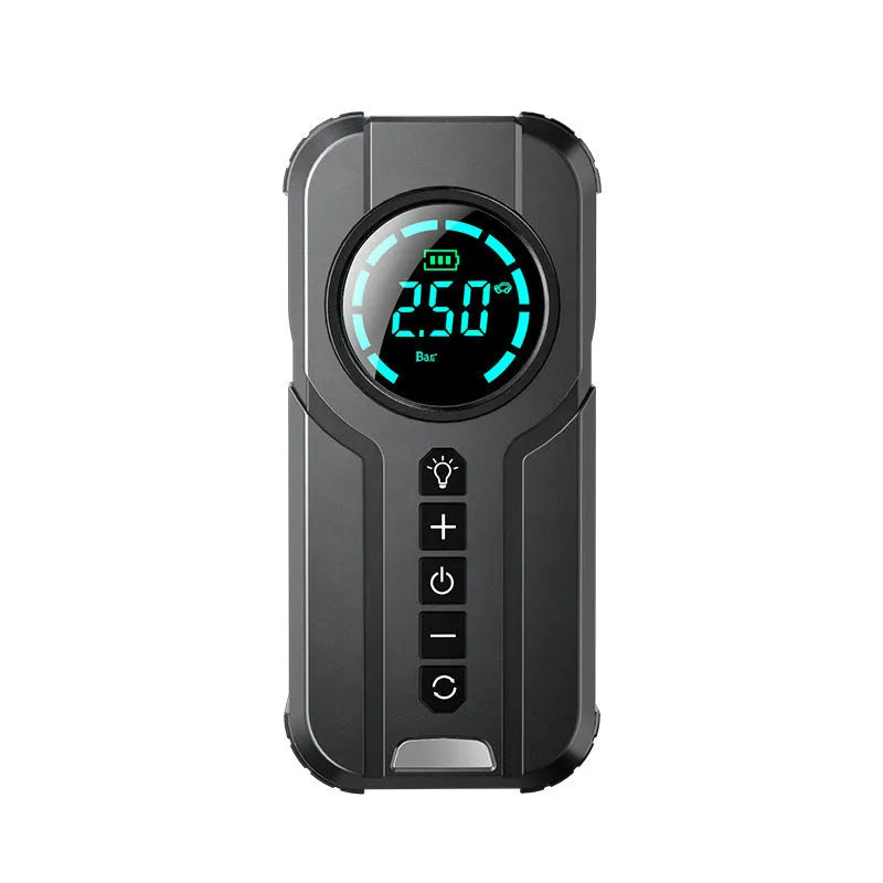 Wireless portable car air pump with 6000mAh battery and multiple valve adapters