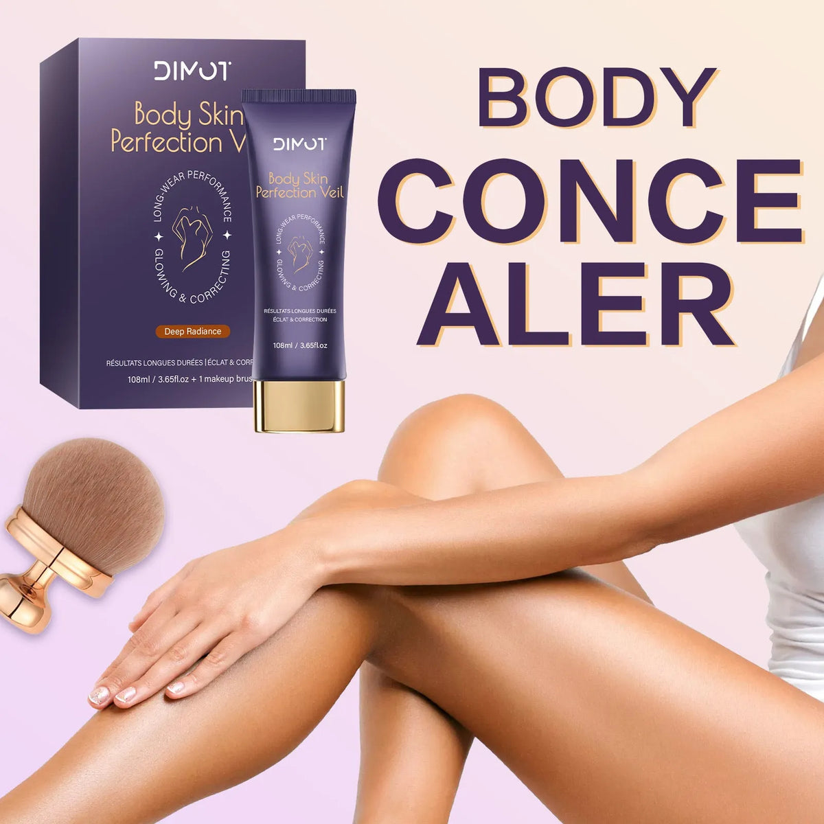 108ml bottle of waterproof body concealer cream with an application brush for covering tattoos and birthmarks.