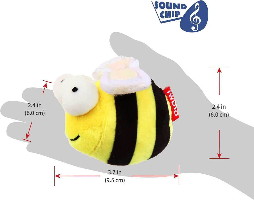 Yellow bee-shaped flannelette cat toy with electronic motion-activated squeaking sound