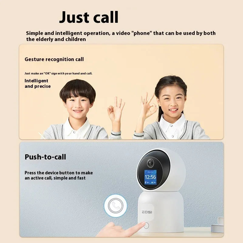 Zhou Shi wireless indoor security camera with plastic housing and screw-fixed mounting bracket