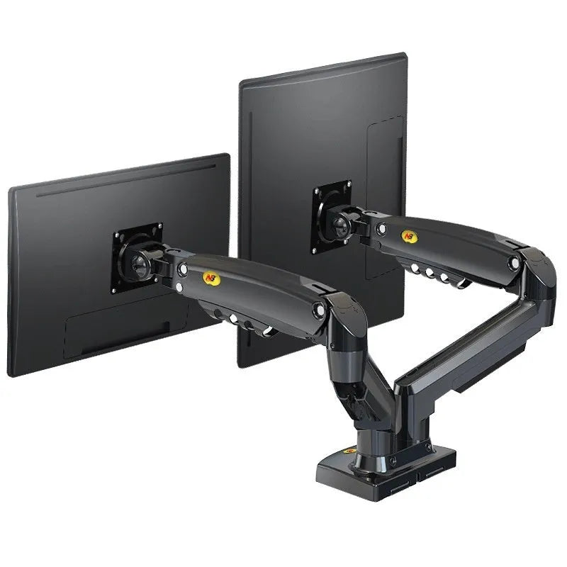 Dual screen lifting monitor bracket with aluminium and ABS construction for VESA 75-100mm mounts