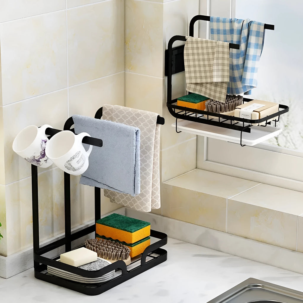 Foldable plastic kitchen draining rack in new Chinese style for wall or desktop mounting