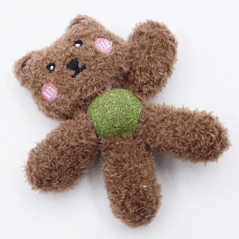 Animal-themed catnip ball chewing toy for cats with edible catnip to help clean teeth