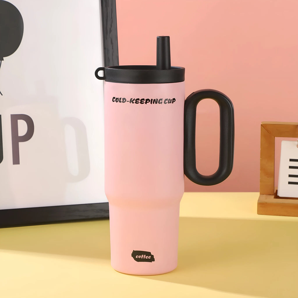 Insulated straw cup with handle in assorted colours for DIY bubble tea and cold drinks