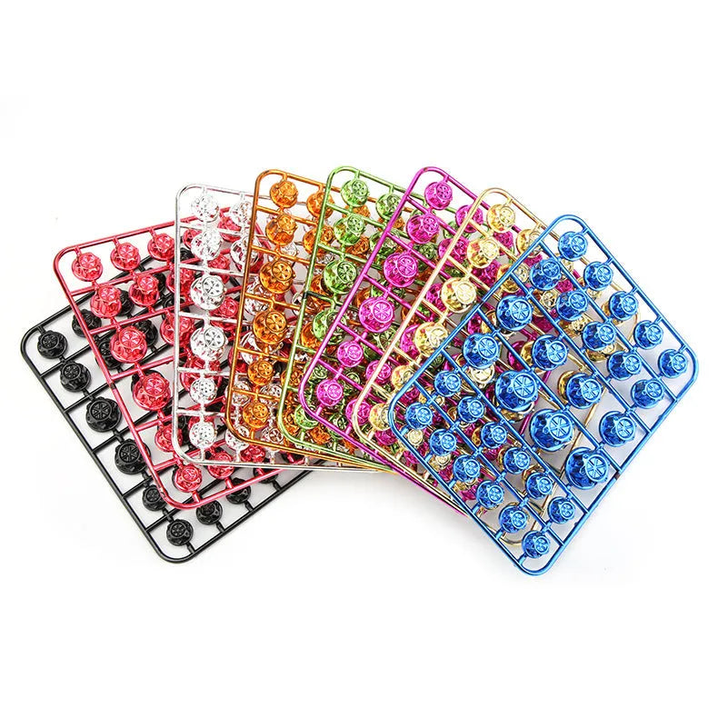 Set of 30 coloured ABS plastic motorcycle screw covers for engine modification.