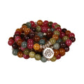 Lotus 108-bead hanging bracelet with multi-layer design in tourmaline colour and alloy construction