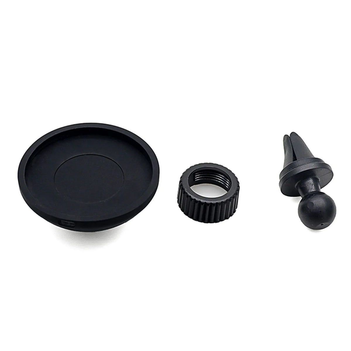 Black car magnetic mobile phone holder with plastic construction and snap-in design