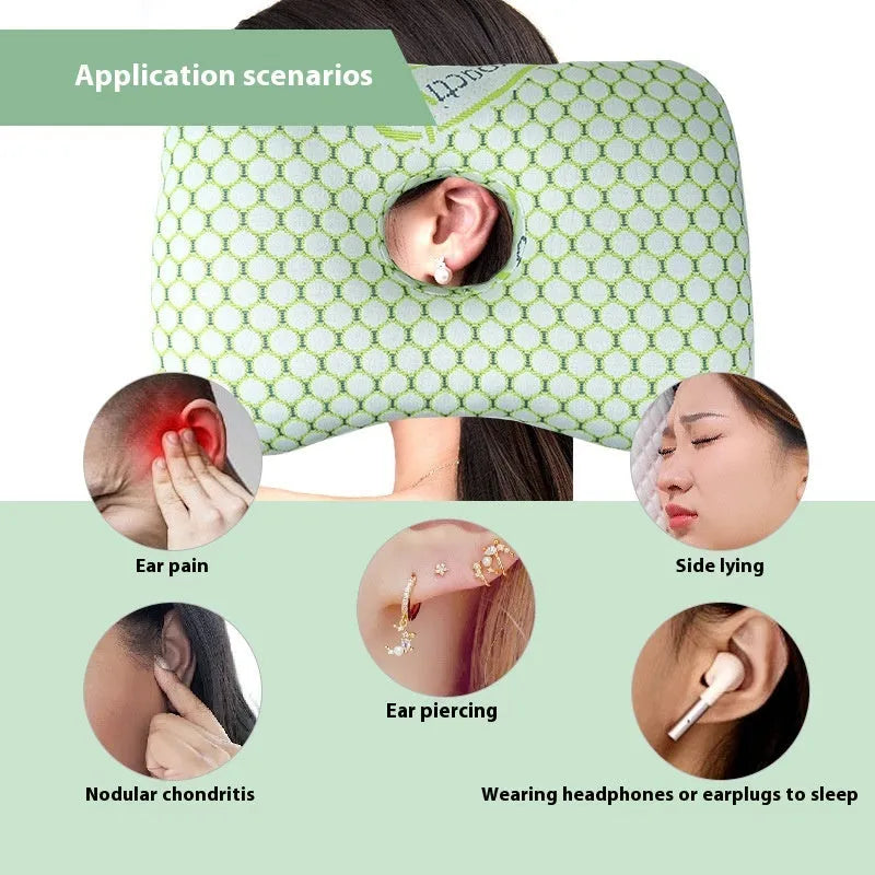 Single hole beauty salon ear pillow in Bohr Gray with New Chinese style pattern, 39x28x6cm size for adult facial support