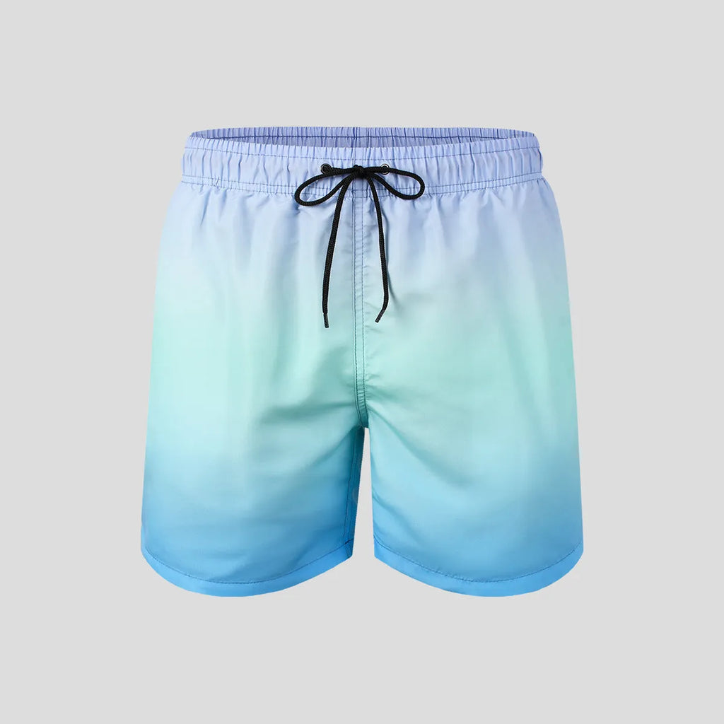 Men's gradient colour 3D digitally printed sport shorts in mesh fabric with elastic properties