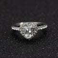 Heart-shaped women's wedding ring with crystal details in rose gold electroplated finish