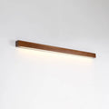 Walnut colour wooden strip wall lamp with LED lighting in minimalist design