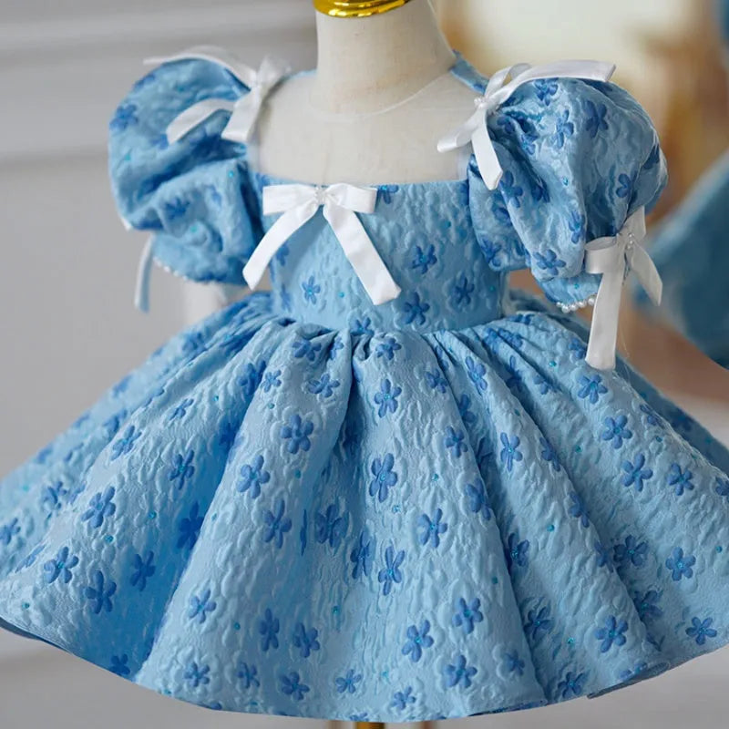 Girls' blue polyester princess dress with piano pettiskirt for Zhuazhou and birthdays