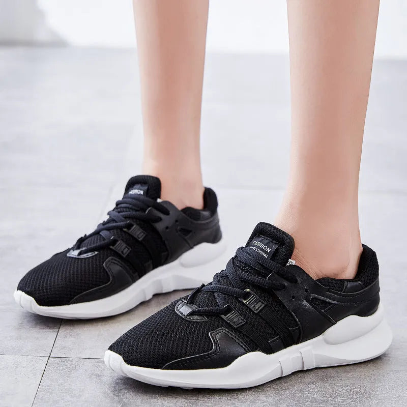 Low top hollow mesh sneakers with round toe and flat heel in breathable summer design