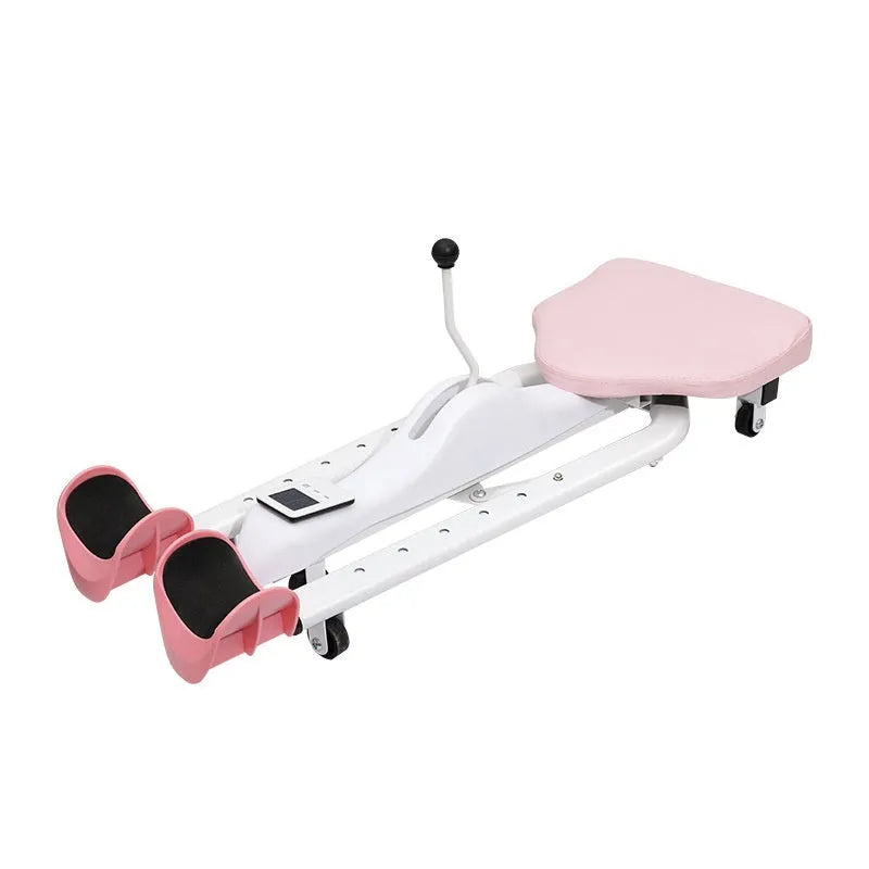Leg opener fitness equipment with steel pipe frame and foam padding for flexibility training
