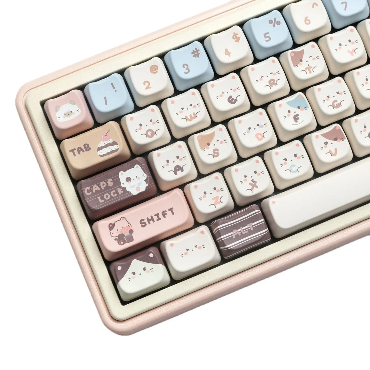 Sea Salt Cat mechanical keyboard PBT key cap set with ocean theme and March 7u spacebar supplement