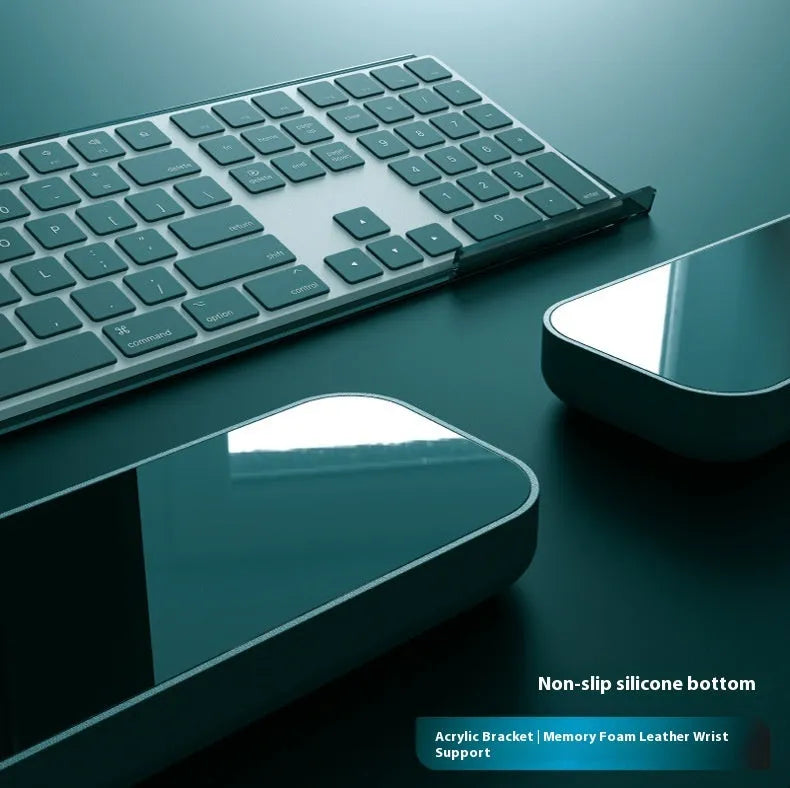 Double-sided memory foam keyboard and mouse pad set with wrist rest in various solid colours