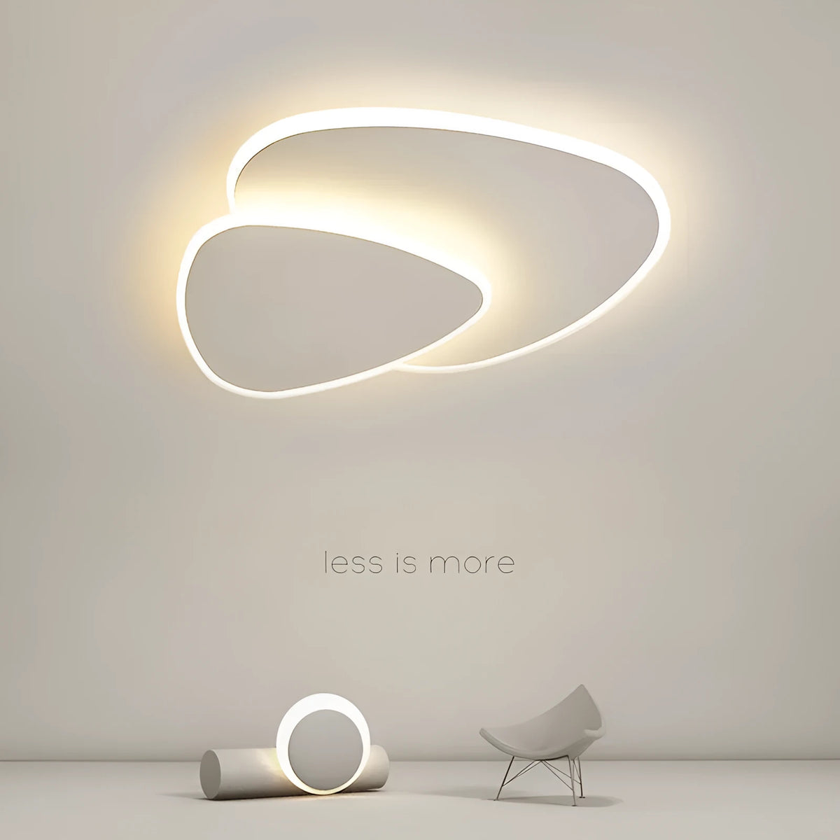 White triangle ceiling lamp for bedroom, 40cm or 50cm, 111V to 240V household ceiling light