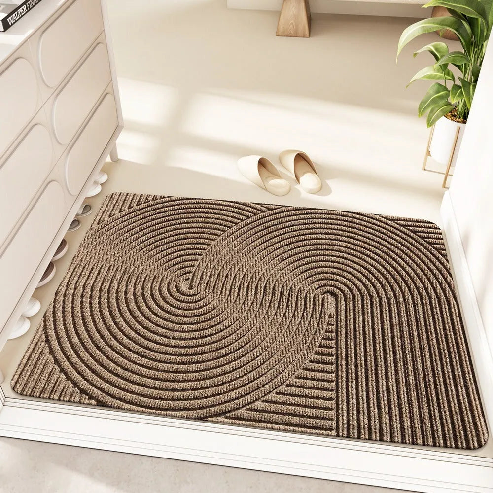 Silk ring entrance floor mat with cartoon anime pattern in blue colour, 60x90cm wire ring alien shape
