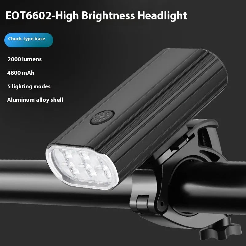 Aluminium alloy bicycle headlight with USB TYPE-C port and quick release mount