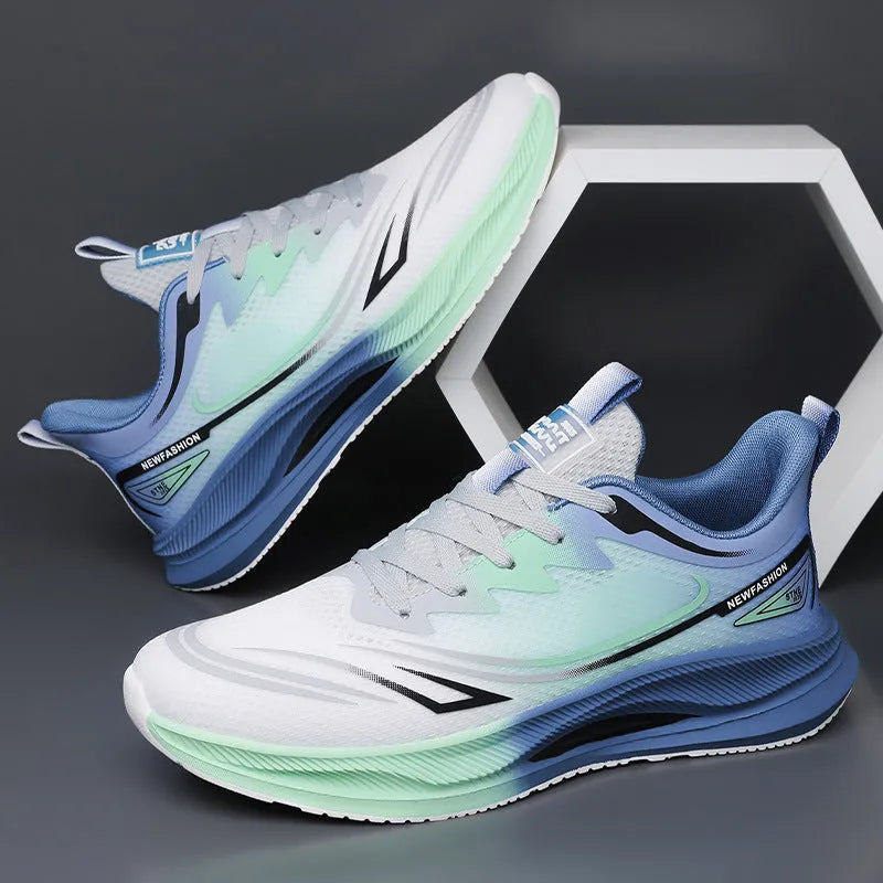 Low-top men's casual shoes with woven mesh upper and rubber sole in solid colours.