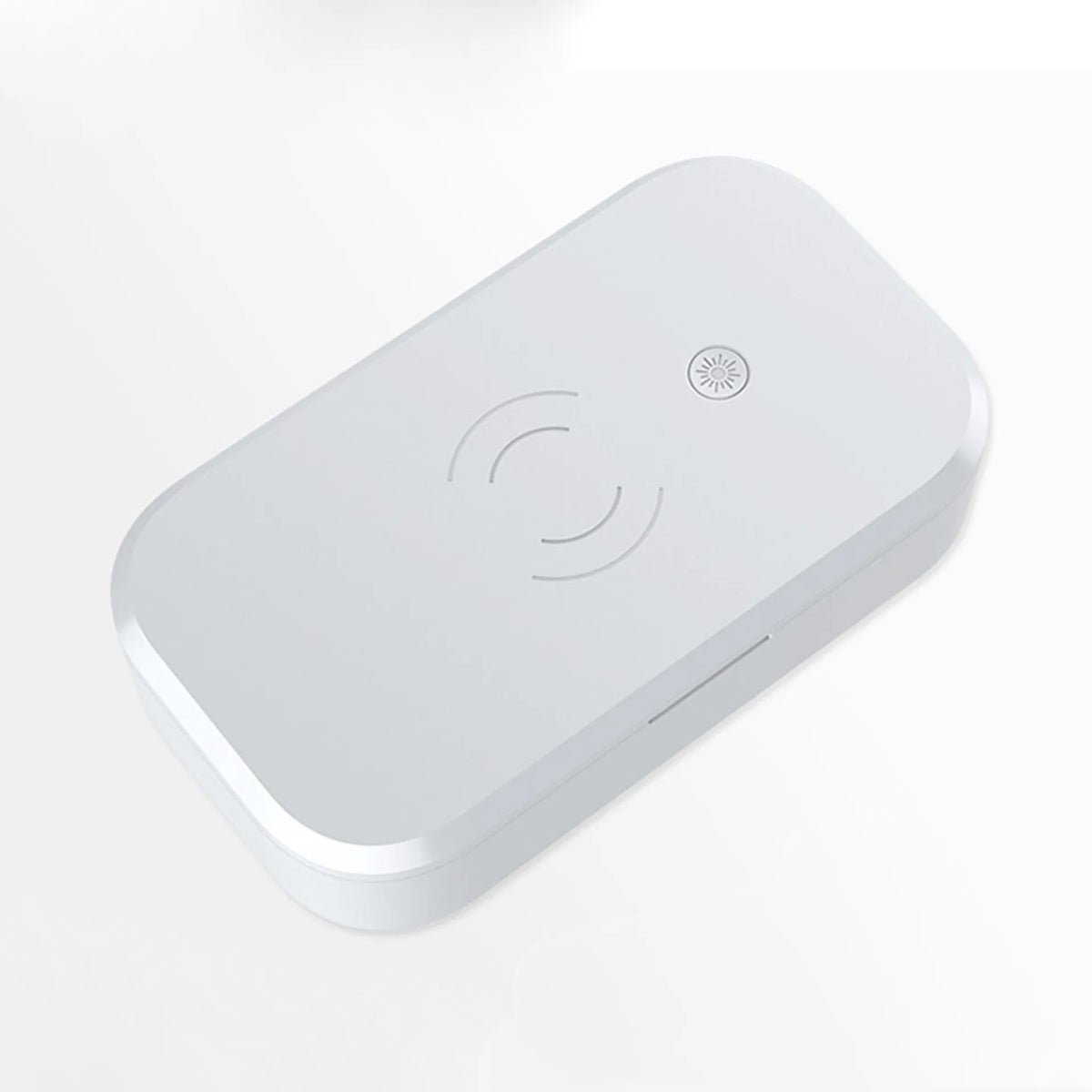 White ultraviolet disinfection box with built-in wireless phone charger for sterilising nail art tools