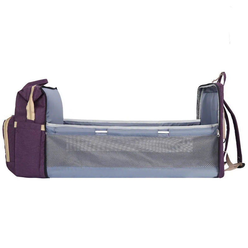 Portable folding mummy bag in multiple colours with USB interface and curved shoulder strap