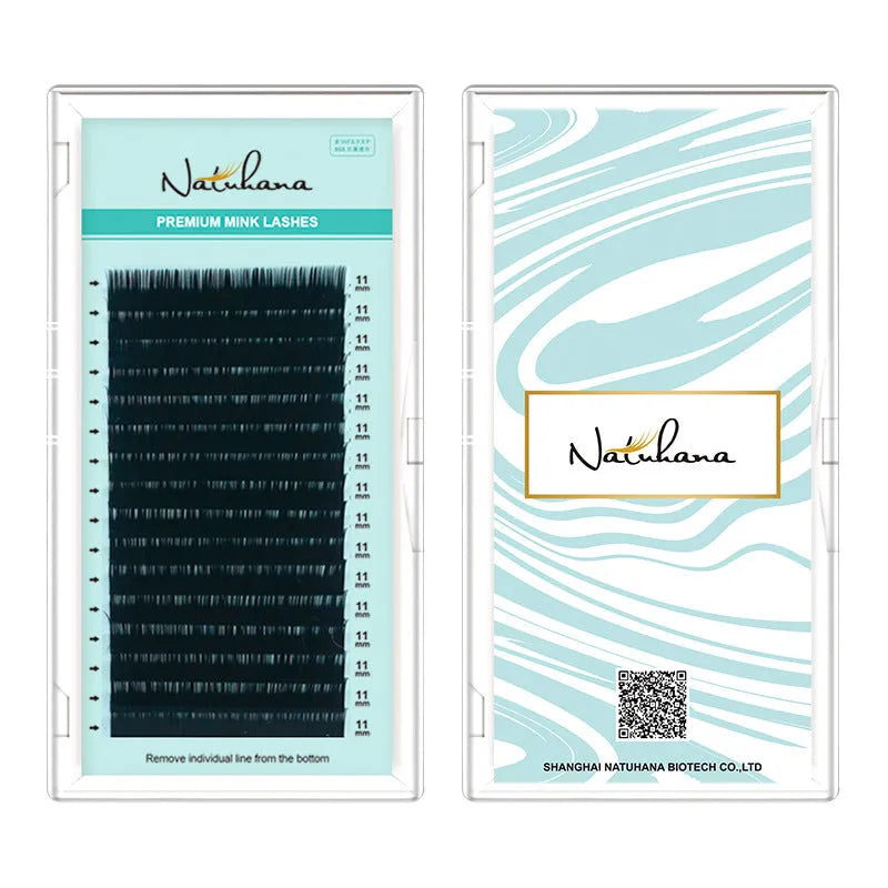 Artificial fibre velvet false eyelashes showing range of lengths from 7mm to 15mm