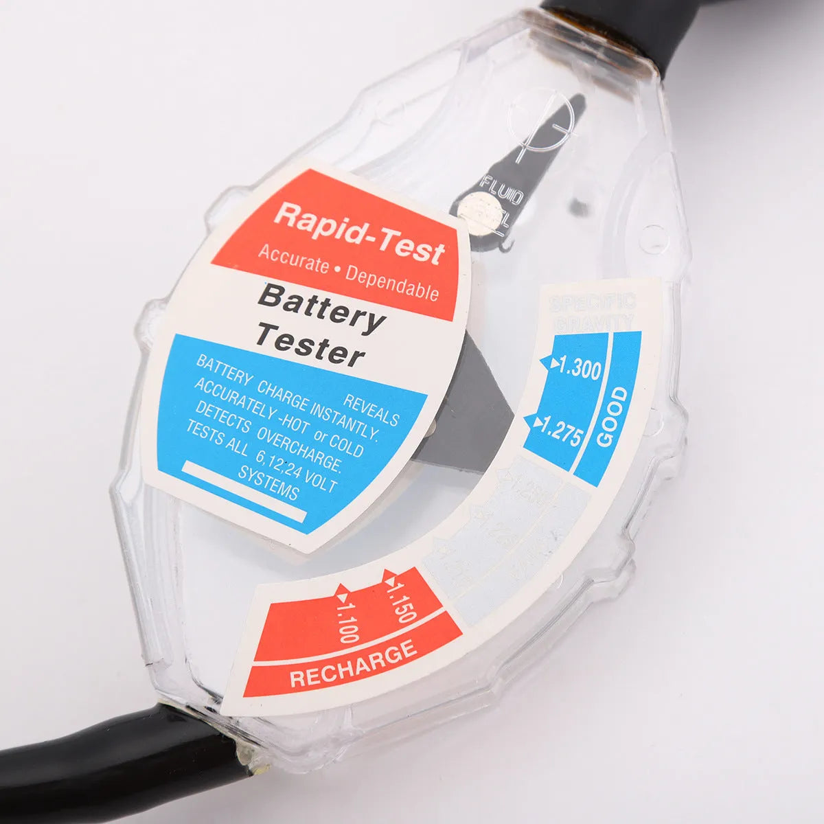Suction electrolyte hydrometer for lead acid battery testing showing measurement scale and ABS construction