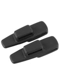 Black ABS plastic seat belt clip for car safety belt adjustment, two-piece pack