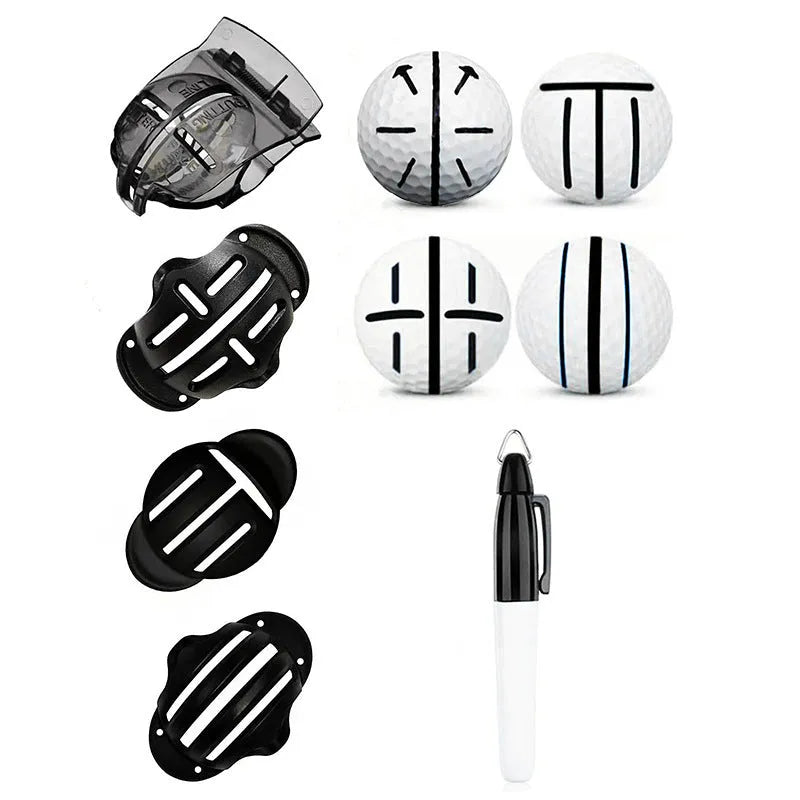 Plastic golf putter alignment training tool set with four scribers and one drawing pen