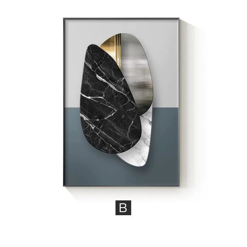 Abstract geometric pattern printed on a canvas wall art poster in a simple, modern style.