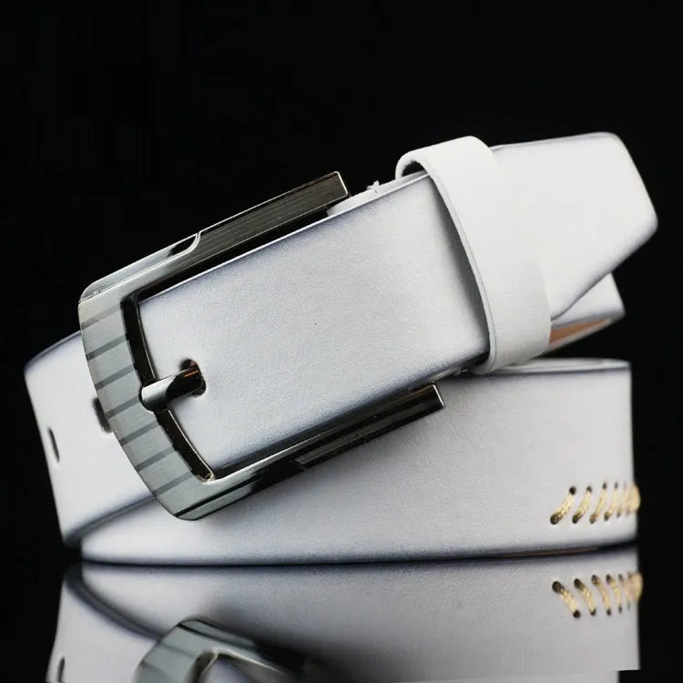Men's retro style pin buckle belt in imitation leather with alloy buckle